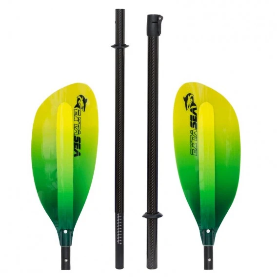 ExtaSea Pro-XL Carbon Vario Doppelpaddel | 220-240cm | 4-teilig | Lime-yellow 2 ExtaSea Pro-XL Carbon Vario Doppelpaddel | 220-240cm | 4-teilig | Lime-yellow – Bild 2