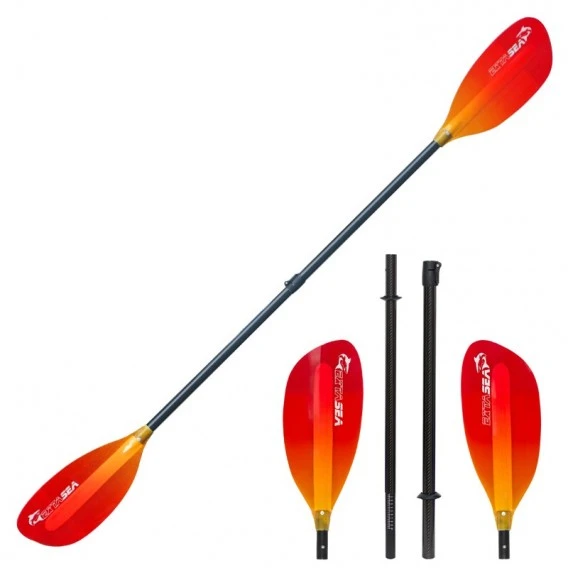 ExtaSea Pro-XL Carbon Vario Doppelpaddel | 220-240cm | 4-teilig | Red-yellow 1 ExtaSea Pro-XL Carbon Vario Doppelpaddel | 220-240cm | 4-teilig | Red-yellow