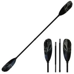ExtaSea Tour Vario Fiberglas Doppelpaddel | 220-240cm | 4-teilig | Schwarz-grau